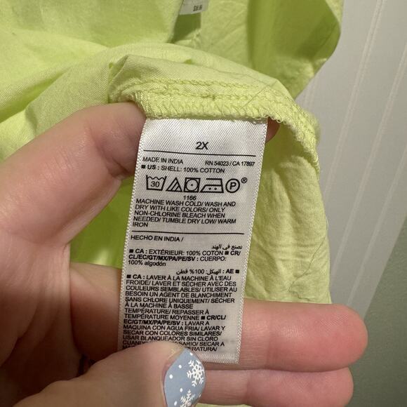 Old Navy Boyfriend Shirt Lime Green NEW Plus Size 2X - Picture 6 of 7